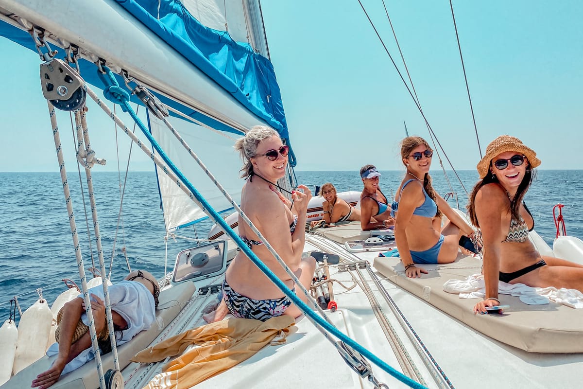 Deck of ZORBA, a Beneteau Cyclades 50.5 sailboat at Aegina, Greece