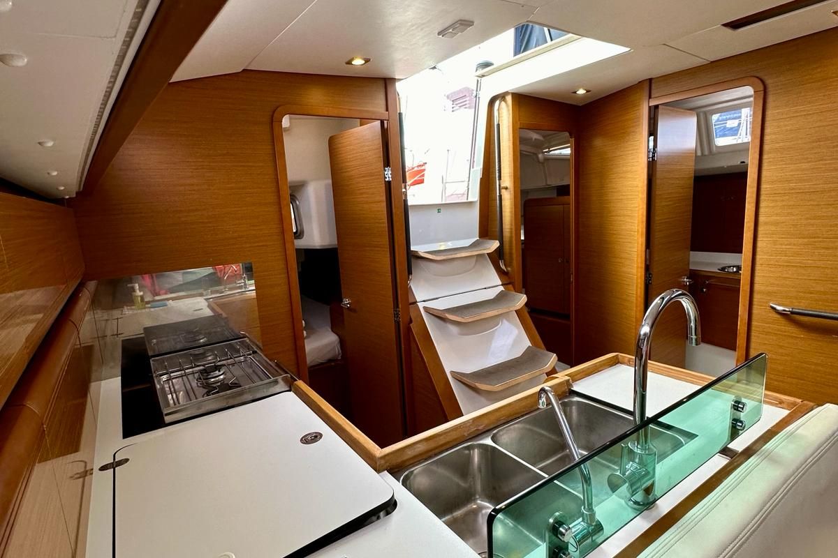 Galley of Janis, a Jeanneau Sun Odyssey 449 sailboat at Općina Sukošan, Croatia