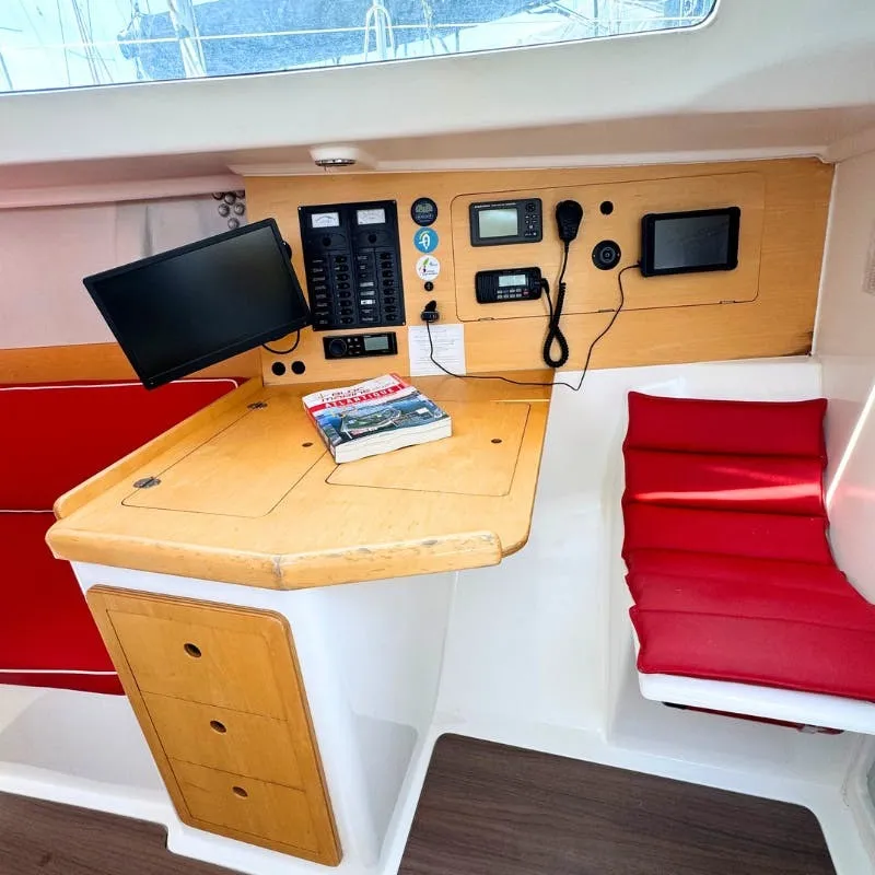 Cockpit of Kurun, a JPK 10.10 sailboat at La Rochelle, France