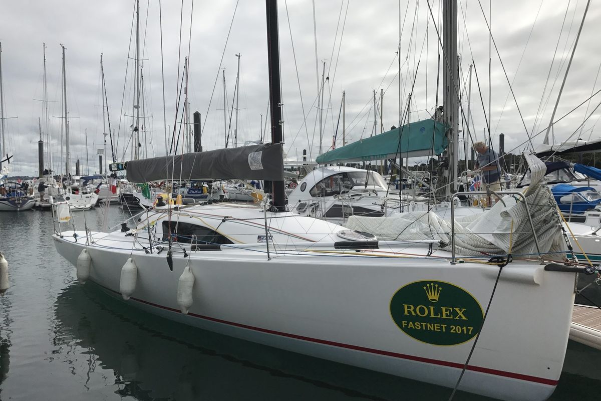 Exterior view of Kurun, a JPK 10.10 sailboat at La Rochelle, France