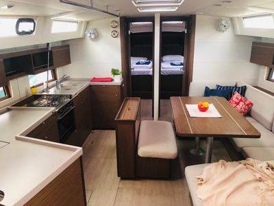 Salon of Summer Spirit, a Beneteau Oceanis 46.1 sailboat at Općina Medulin, Croatia