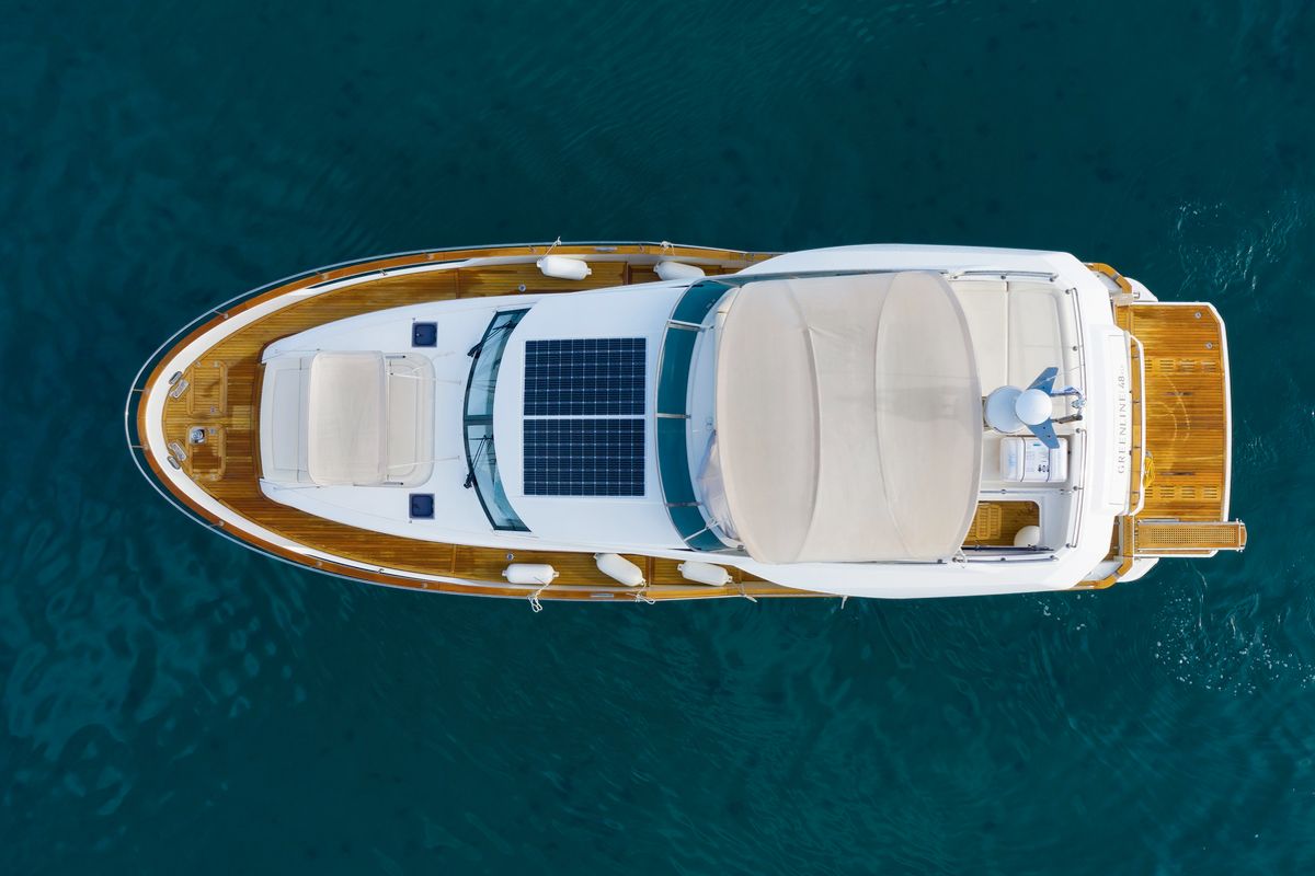 Exterior view of Nord, a Greenline 48 Fly yacht at Grad Biograd na Moru, Croatia