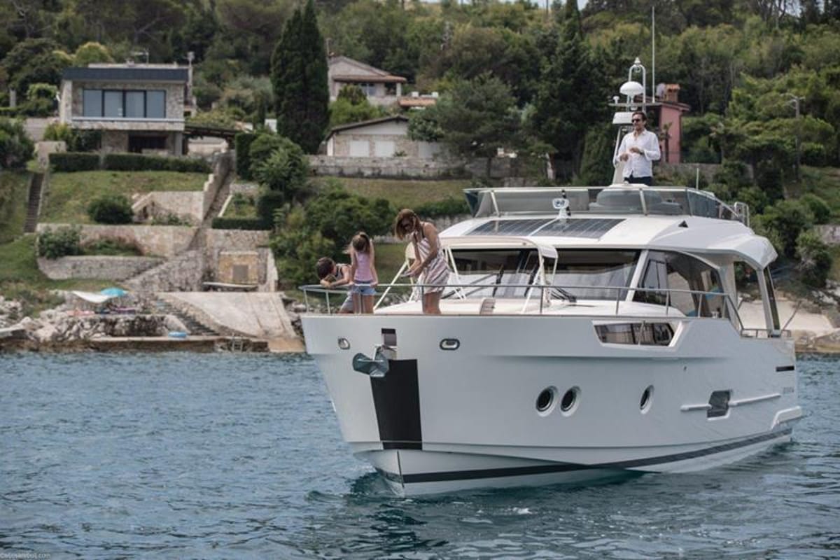 Exterior view of Nord, a Greenline 48 Fly yacht at Grad Biograd na Moru, Croatia