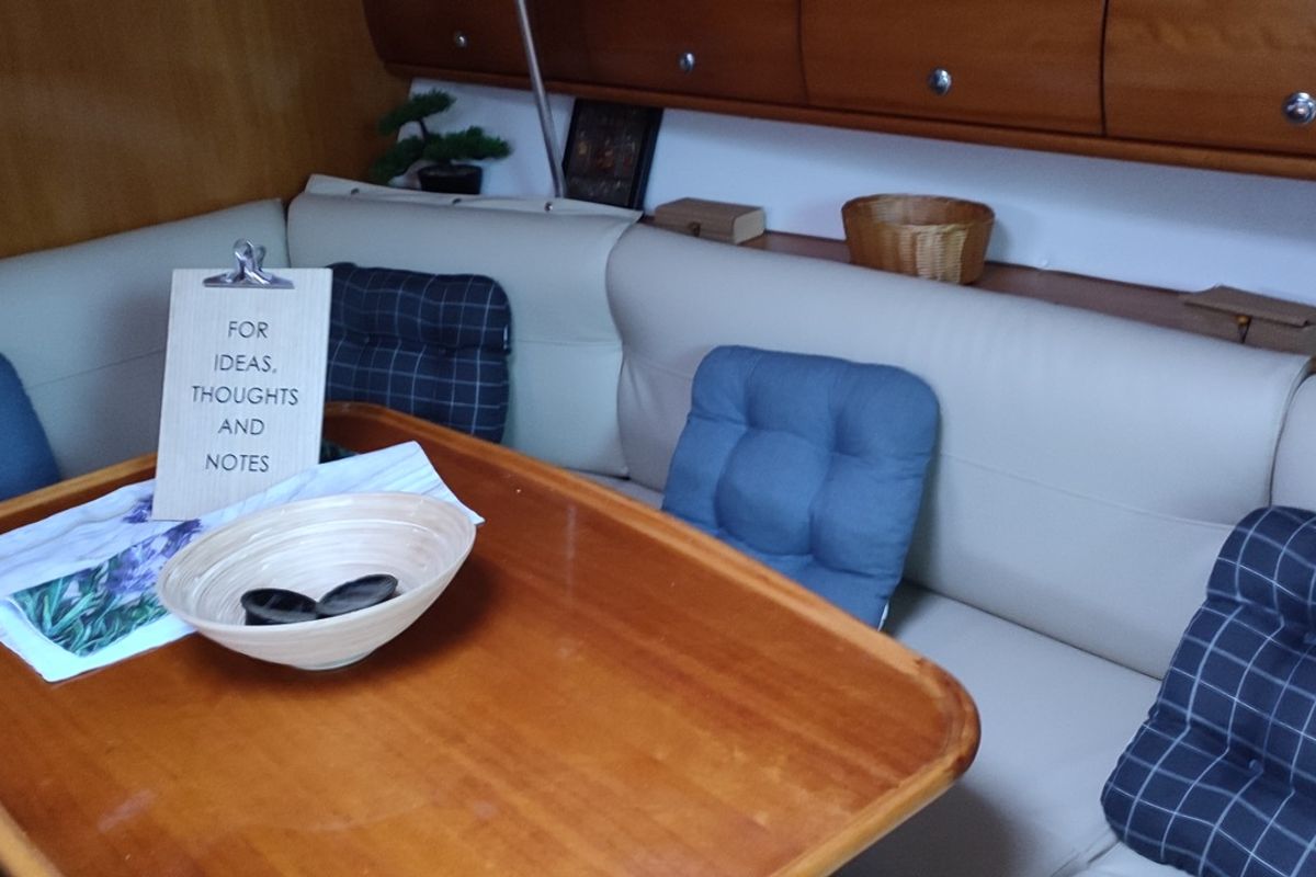 Salon of Tritonas, a Bavaria 38 Cruiser sailboat at Municipal Unit of Ellomenos, Greece