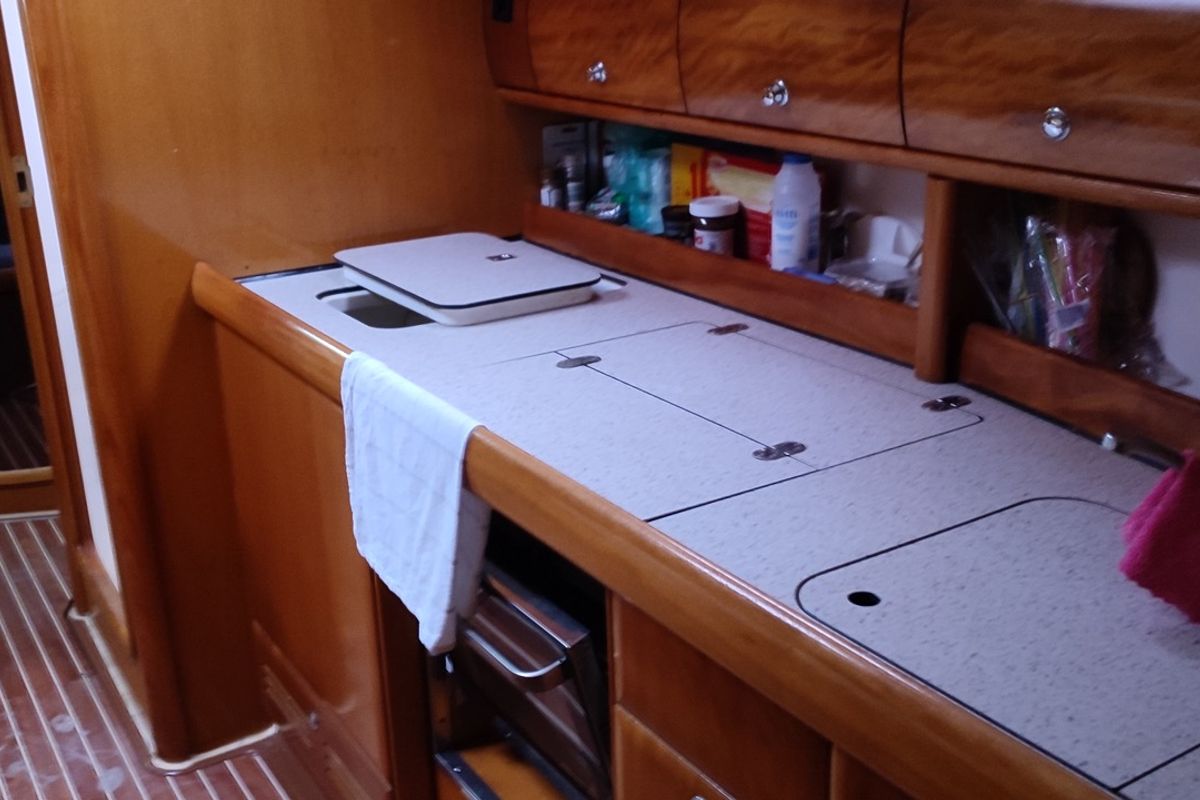 Galley of Tritonas, a Bavaria 38 Cruiser sailboat at Municipal Unit of Ellomenos, Greece