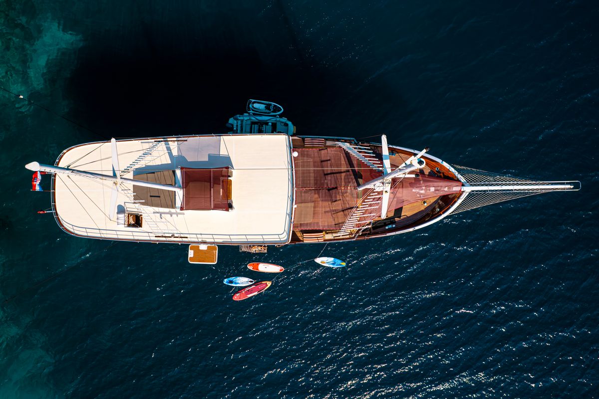 Exterior view of Cesarica, a Gulet Motor sailer yacht at Split, Croatia