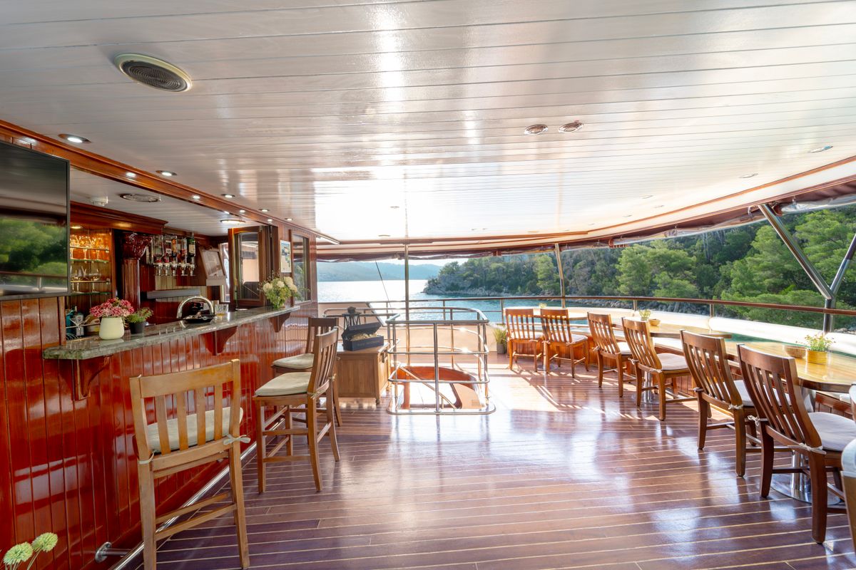 Deck of Cesarica, a Gulet Motor sailer yacht at Split, Croatia