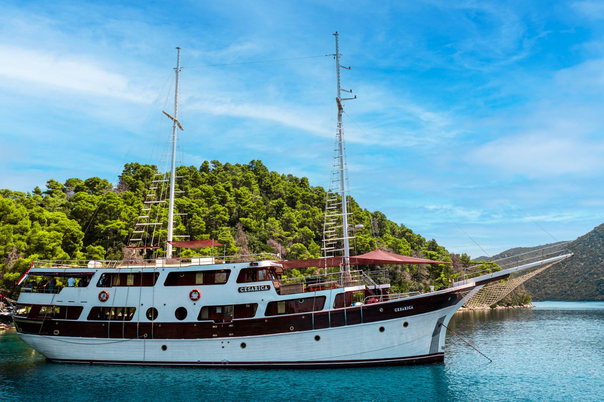 Exterior view of Cesarica, a Gulet Motor sailer yacht at Split, Croatia