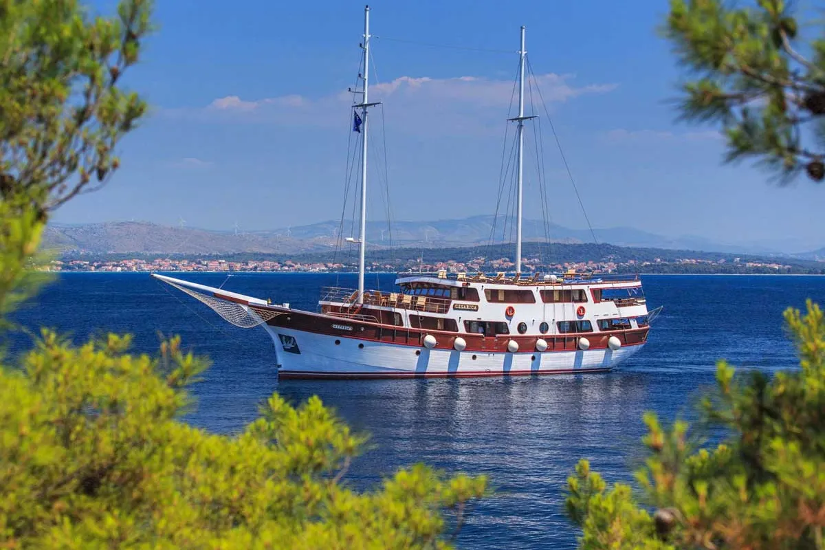 Exterior view of Cesarica, a Gulet Motor sailer yacht at Split, Croatia