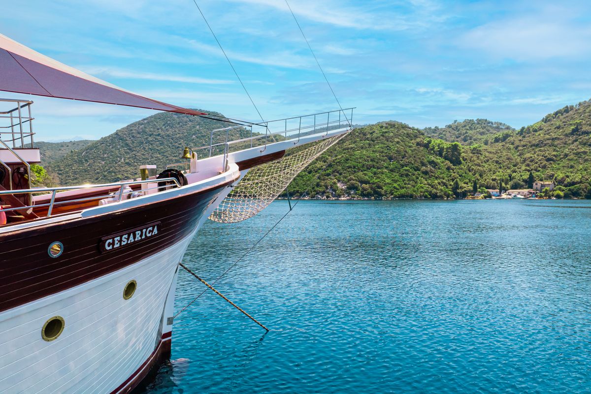 Exterior view of Cesarica, a Gulet Motor sailer yacht at Split, Croatia