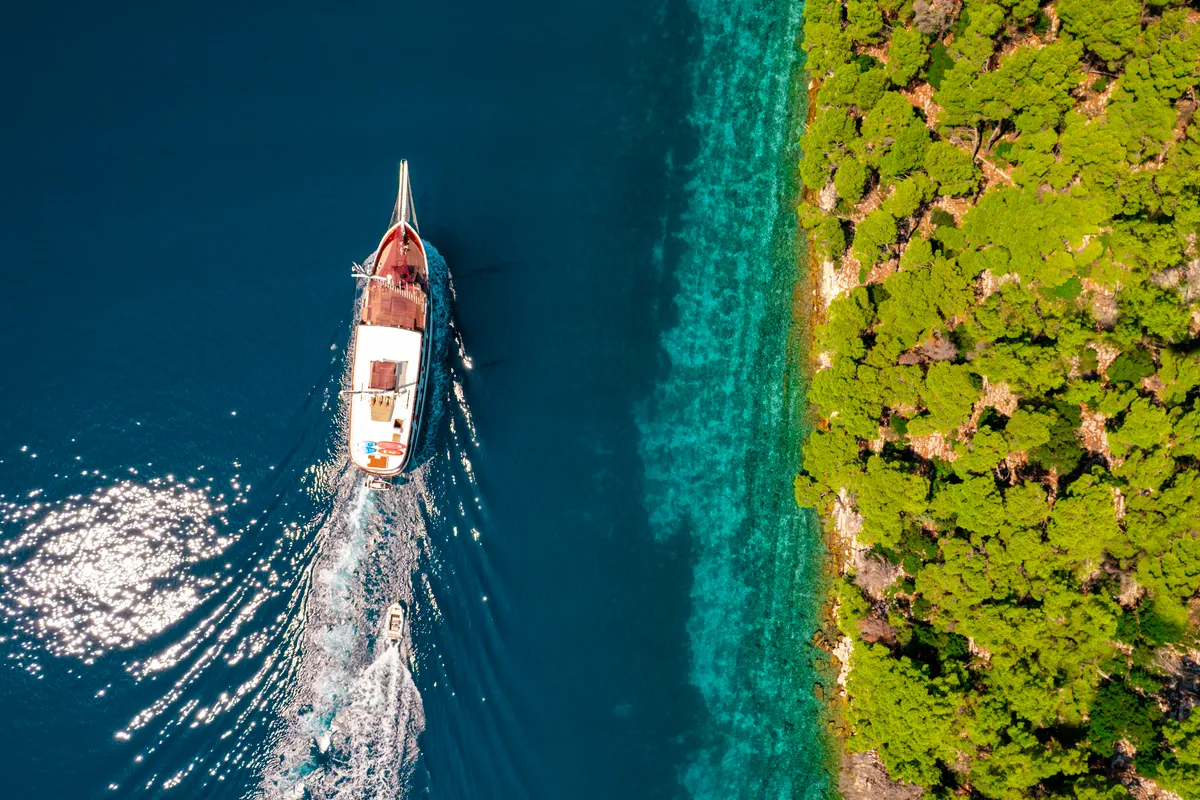 Exterior view of Cesarica, a Gulet Motor sailer yacht at Split, Croatia