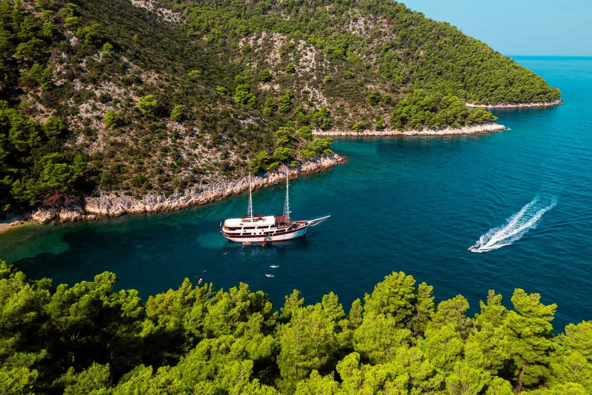 Exterior view of Cesarica, a Gulet Motor sailer yacht at Split, Croatia
