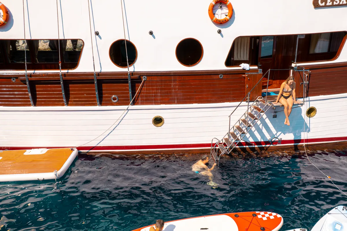 Exterior view of Cesarica, a Gulet Motor sailer yacht at Split, Croatia