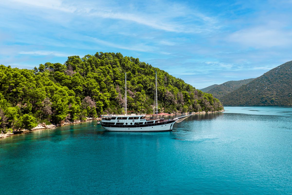 Exterior view of Cesarica, a Gulet Motor sailer yacht at Split, Croatia