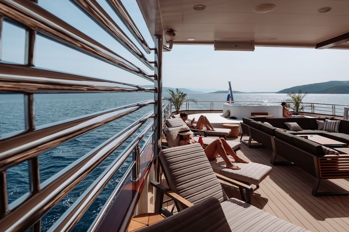 Deck of Freedom, a Gulet Motoryacht yacht at Split, Croatia