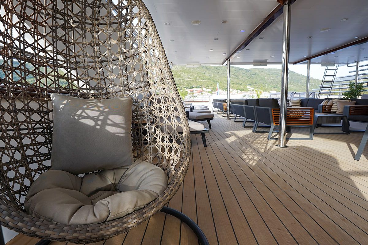 Deck of Freedom, a Gulet Motoryacht yacht at Split, Croatia
