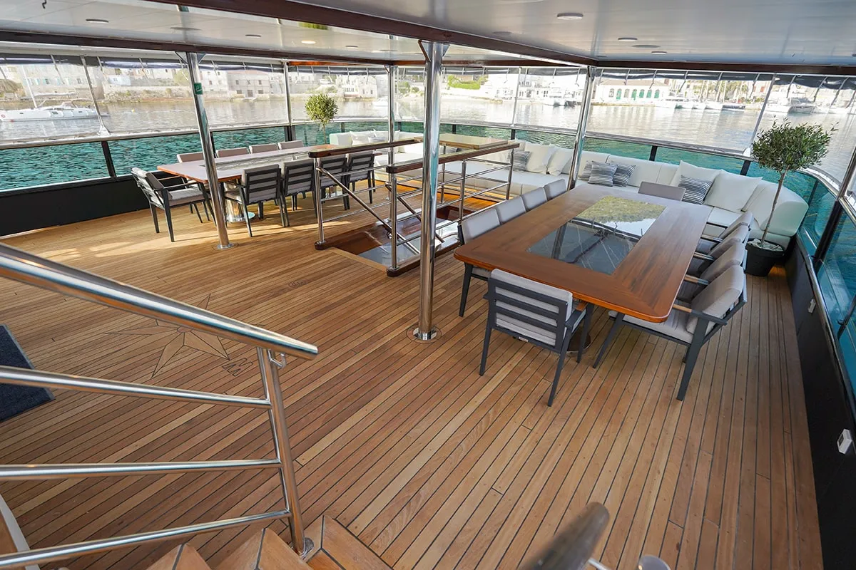Deck of Freedom, a Gulet Motoryacht yacht at Split, Croatia