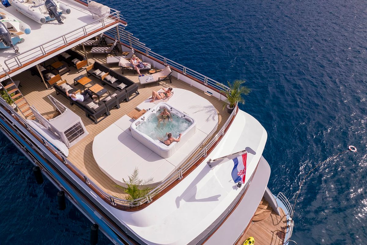 Deck of Freedom, a Gulet Motoryacht yacht at Split, Croatia