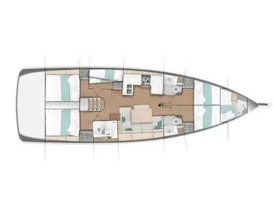 Floor plan of North Wind 49, a Jeanneau Sun Odyssey 490 sailboat at Keramoti, Greece