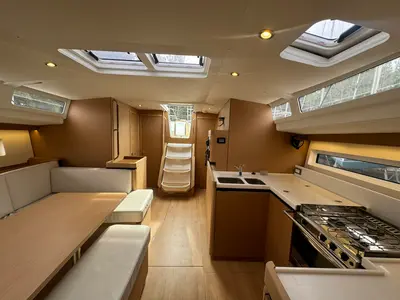 Salon of North Wind 49, a Jeanneau Sun Odyssey 490 sailboat at Keramoti, Greece