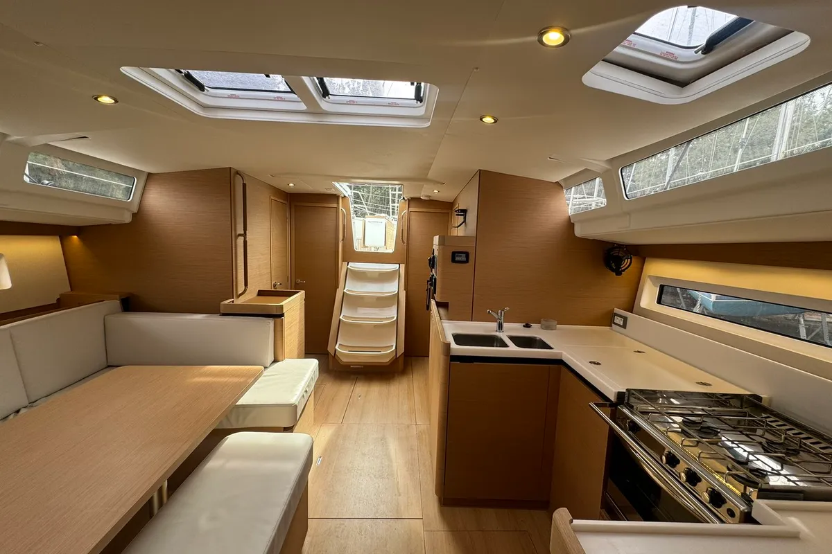 Salon of North Wind 49, a Jeanneau Sun Odyssey 490 sailboat at Keramoti, Greece