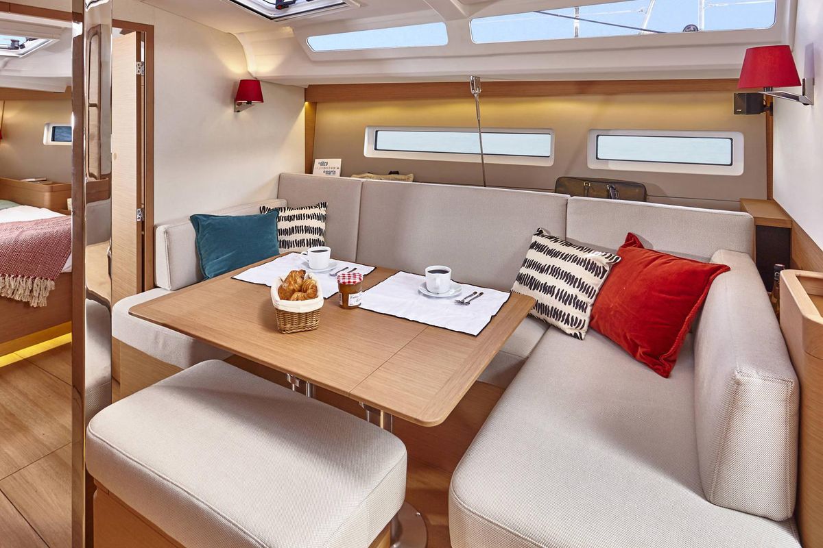 Salon of Musica, a Jeanneau Sun Odyssey 440 sailboat at Castellammare di Stabia, Italy