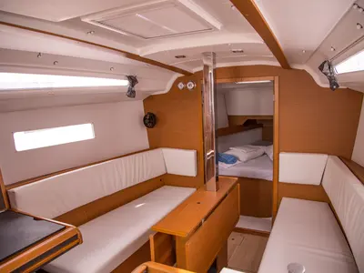 Salon of Actaea, a Jeanneau Sun Odyssey 349 sailboat at Volos Municipality, Greece