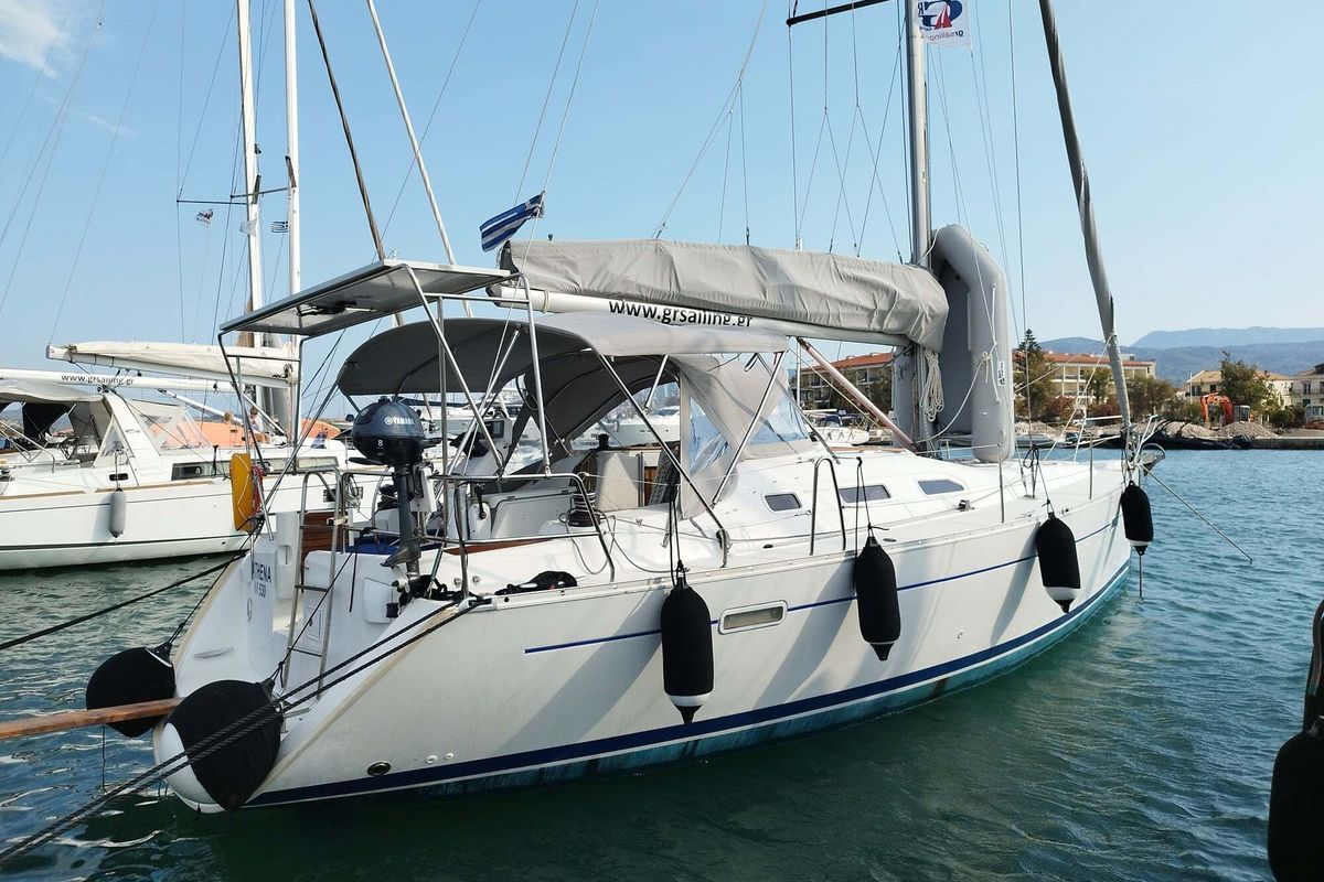 Exterior view of Athina Sails, a Beneteau Oceanis 393 sailboat at Municipal Unit of Lefkada, Greece