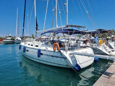Exterior view of Fleurie, a Bavaria 45 Cruiser sailboat at Gouvia, Greece