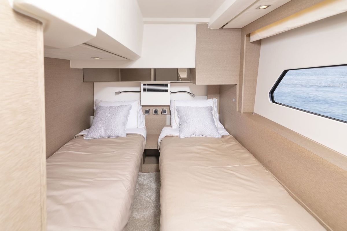 Cabin on Adudu 2, a Jeanneau Prestige 460 Fly yacht at Dubrovnik, Croatia