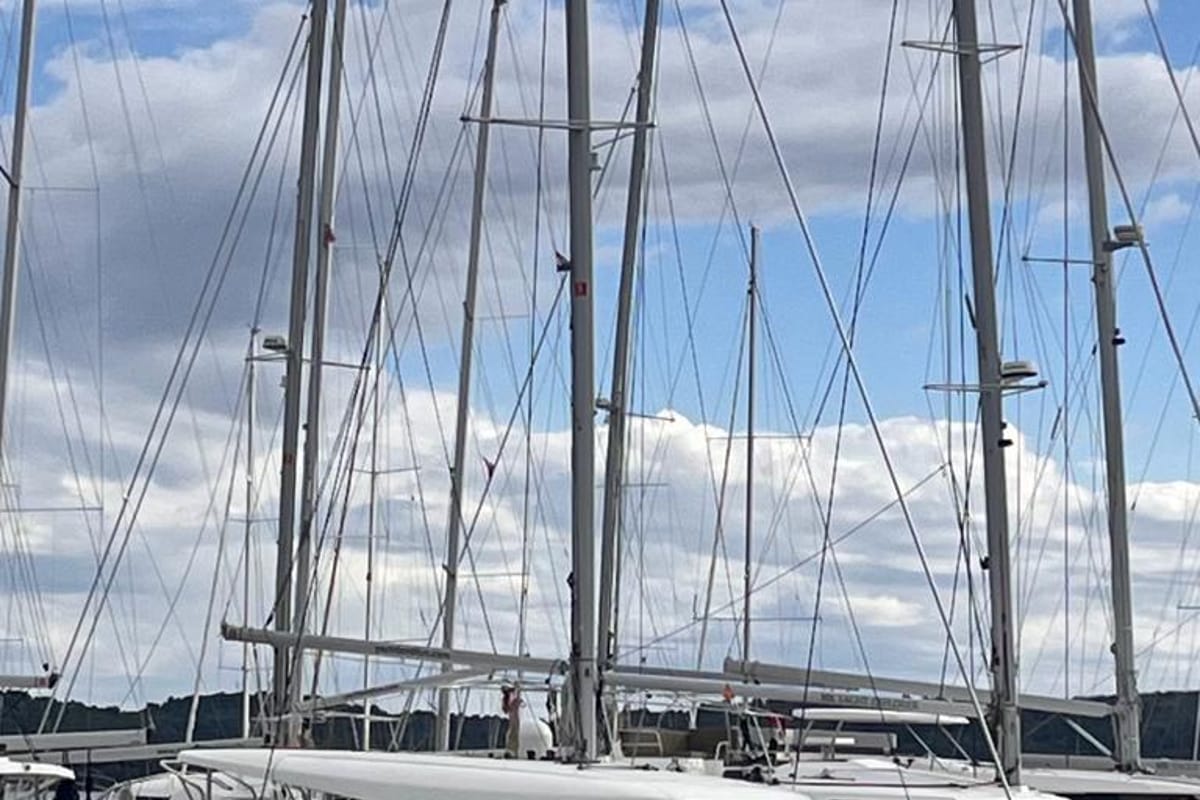 Exterior view of Vesper, a Lagoon 42 catamaran at Seget Donji, Croatia