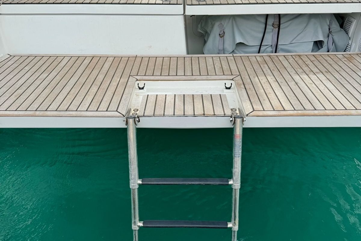 Deck of LUCIA, a Jeanneau Sun Odyssey 410 sailboat at Pylos, Greece