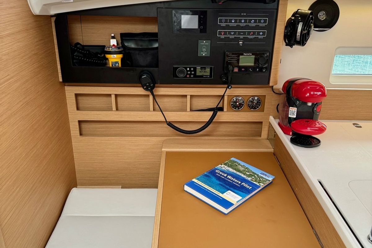 LUCIA, a Jeanneau Sun Odyssey 410 sailboat at Pylos, Greece