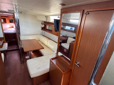 Salon of Fata Morgana, a Beneteau Oceanis 41 sailboat at Kos, Greece