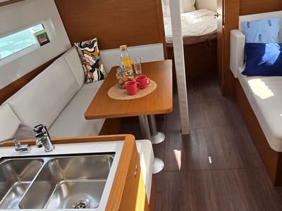 Salon of Princess Marija, a Jeanneau Sun Odyssey 380 sailboat at Grad Pula, Croatia