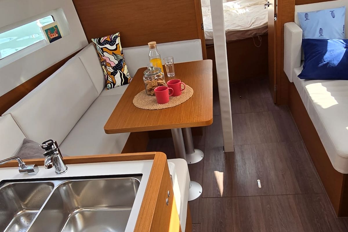 Salon of Princess Marija, a Jeanneau Sun Odyssey 380 sailboat at Grad Pula, Croatia