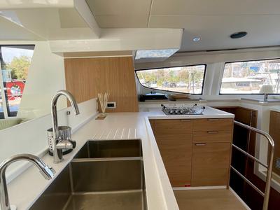 Galley of Romar VI, a Bali 4.6 catamaran at Athens, Greece