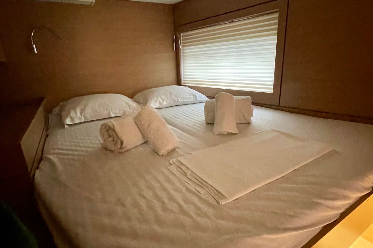 Cabin on Romar VI, a Bali 4.6 catamaran at Athens, Greece