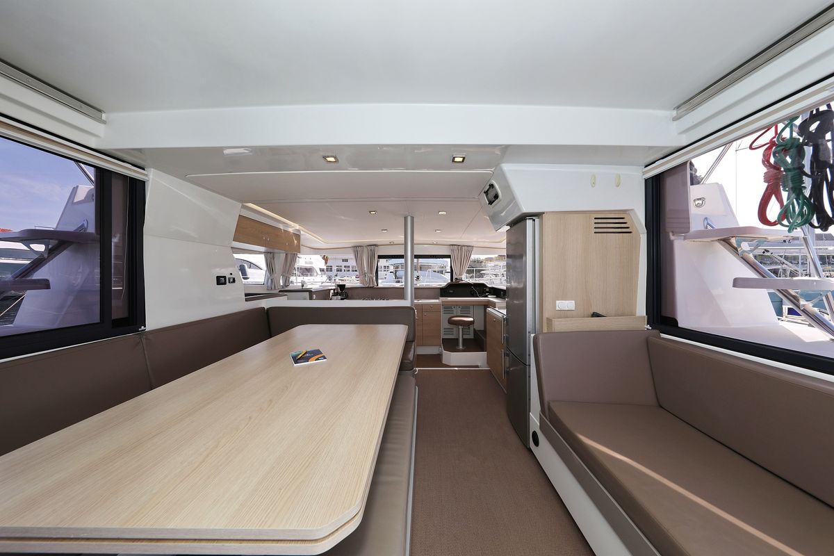 Salon of Escape I, a Bali 4.1 catamaran at Grad Trogir, Croatia