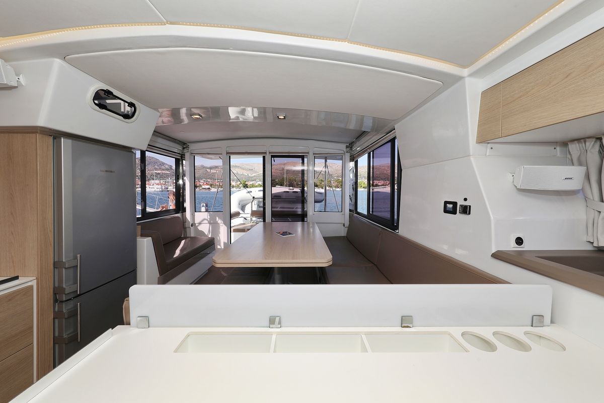 Salon of Escape I, a Bali 4.1 catamaran at Grad Trogir, Croatia
