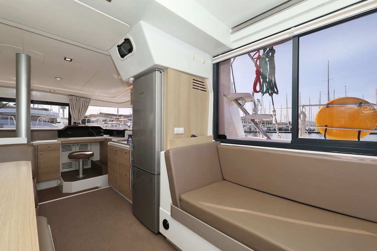 Salon of Escape I, a Bali 4.1 catamaran at Grad Trogir, Croatia