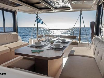 Salon of Kos 42.8, a Bali 4.2 catamaran at Athens, Greece