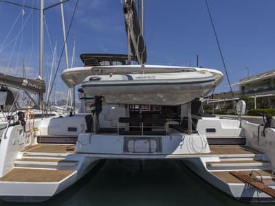 Exterior view of Orlan, a Lagoon 42 catamaran at Grad Šibenik, Croatia