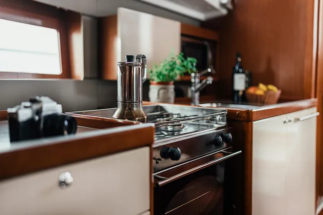 Galley of HAPPY, a Beneteau Oceanis 38 sailboat at Grad Šibenik, Croatia