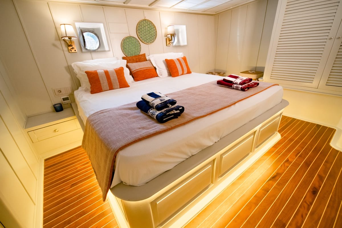 Cabin on Caustic, a Custom Made Caustic sailboat at Bodrum, Turkey