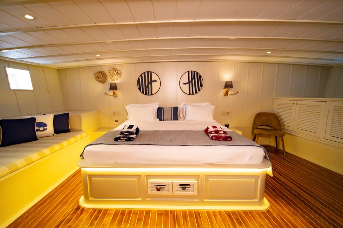 Cabin on Caustic, a Custom Made Caustic sailboat at Bodrum, Turkey