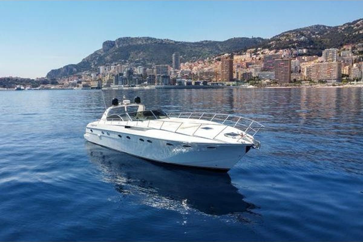 Exterior view of DIVA, a Rizzardi 50 Top Line motorboat at Nettuno, Italy