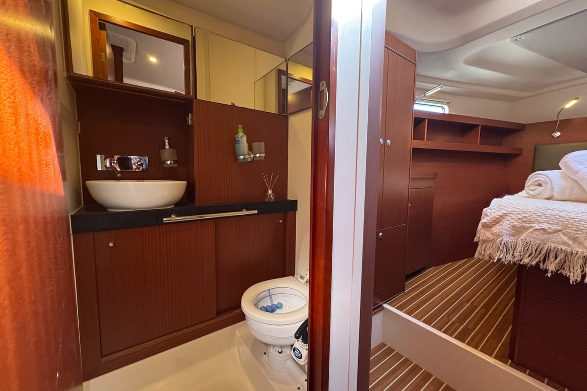 Head on Team B, a Hanse Yachts Hanse 505 sailboat at Grimaud, France