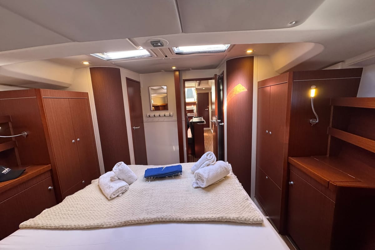 Cabin on Team B, a Hanse Yachts Hanse 505 sailboat at Grimaud, France