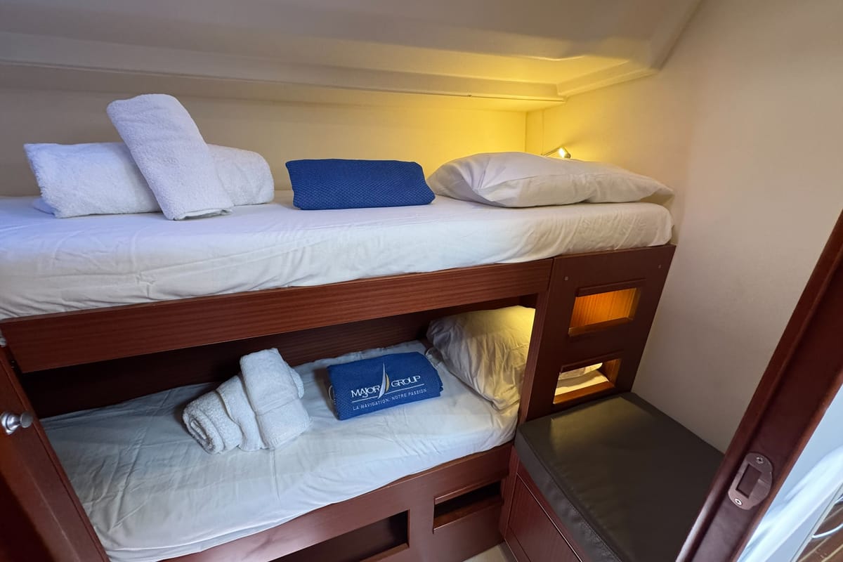 Cabin on Team B, a Hanse Yachts Hanse 505 sailboat at Grimaud, France